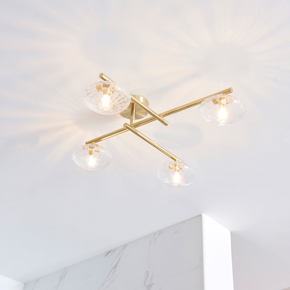 Harper Bathroom Ceiling Light - Satin Brass Endon 1