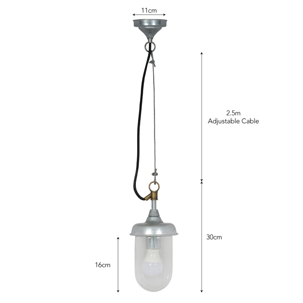 St Ives Outdoor Harbour Outdoor Pendant Light - Galvanised Steel