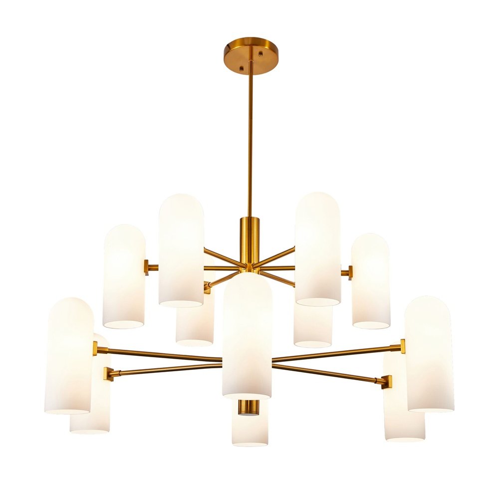 Pawson Chandelier - Brass & White Glass LiangAndEimil 1