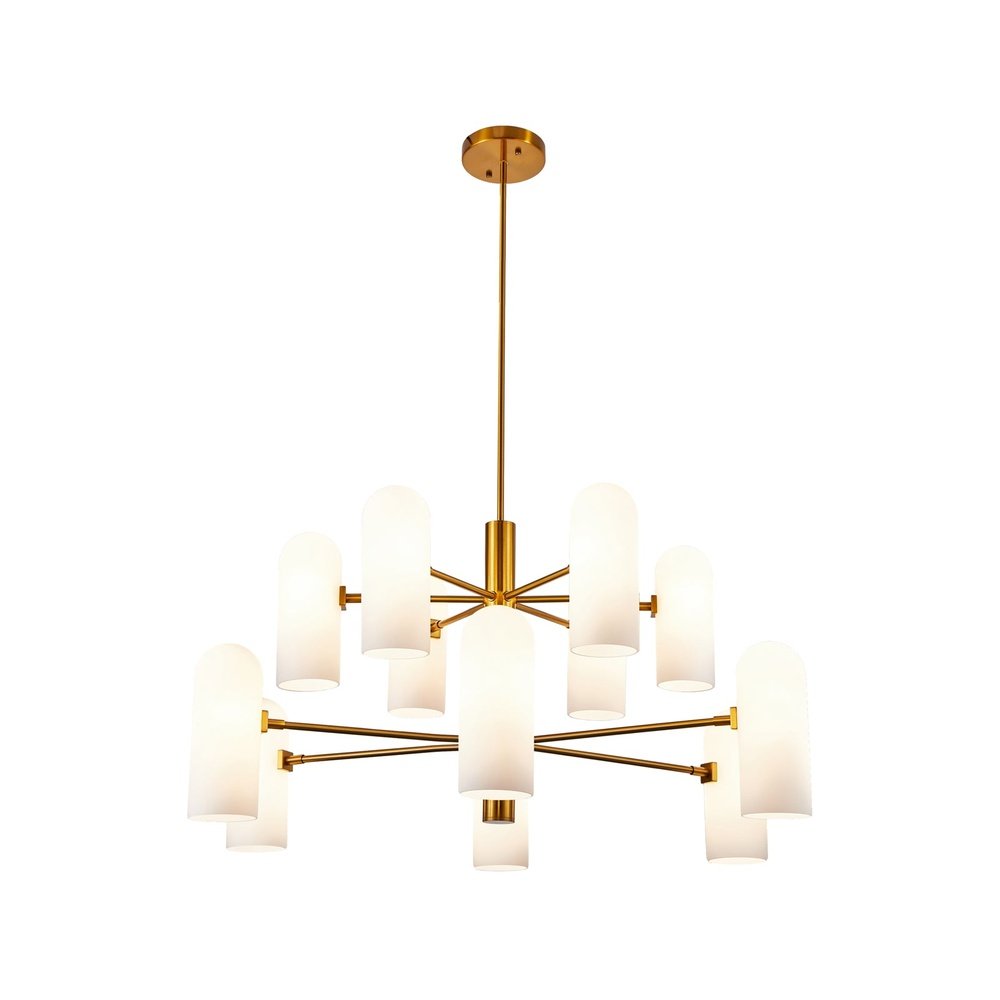 Pawson Chandelier - Brass & White Glass LiangAndEimil 1